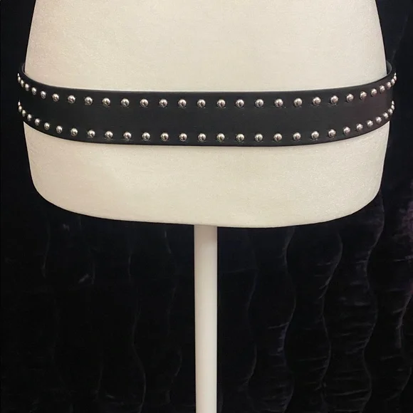 Black and silver studded belt with red heart buckle #218 - Picture 7 of 9